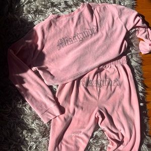 two piece velvet sweat-suite